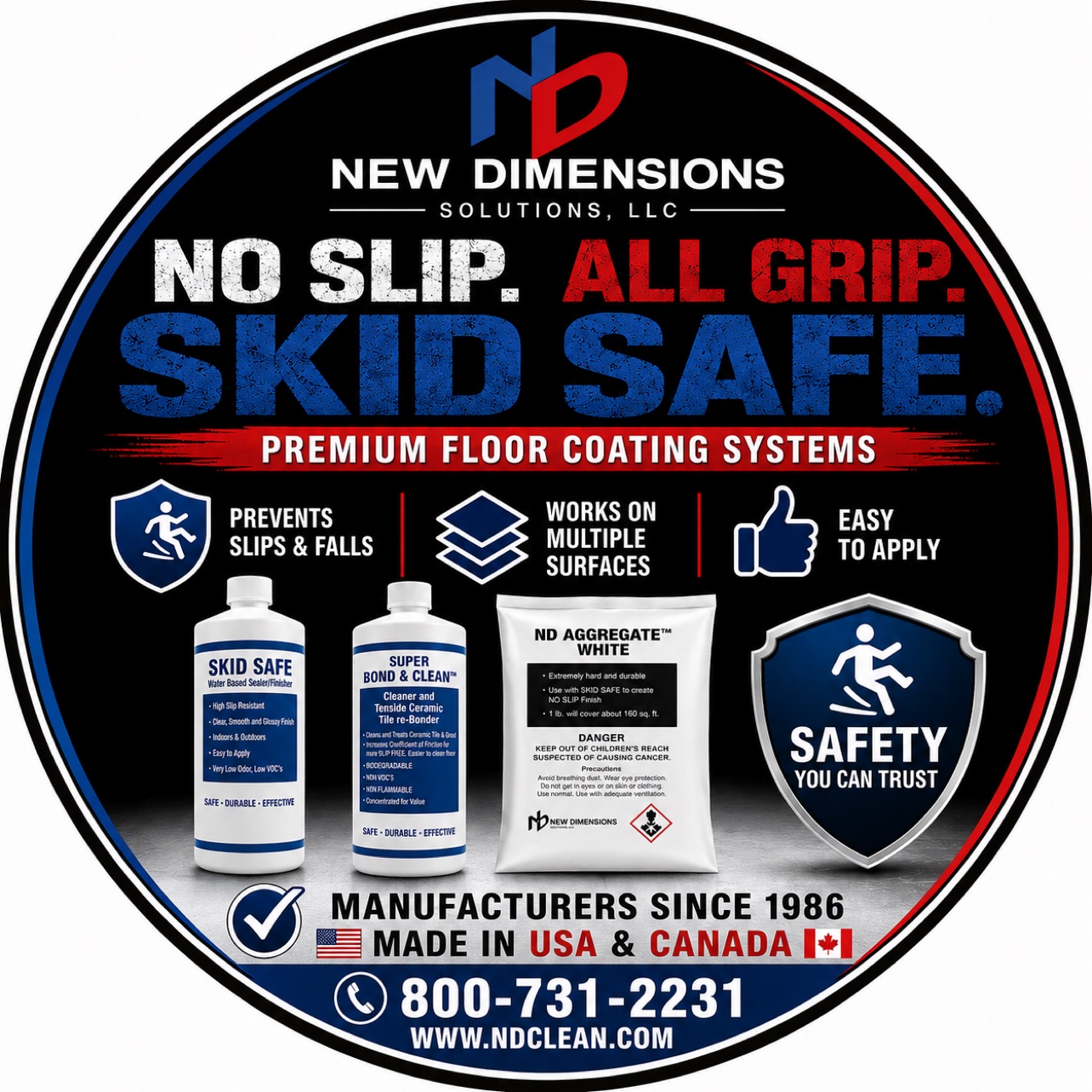 No Slip All Grip, SKID SAFE brand graphic